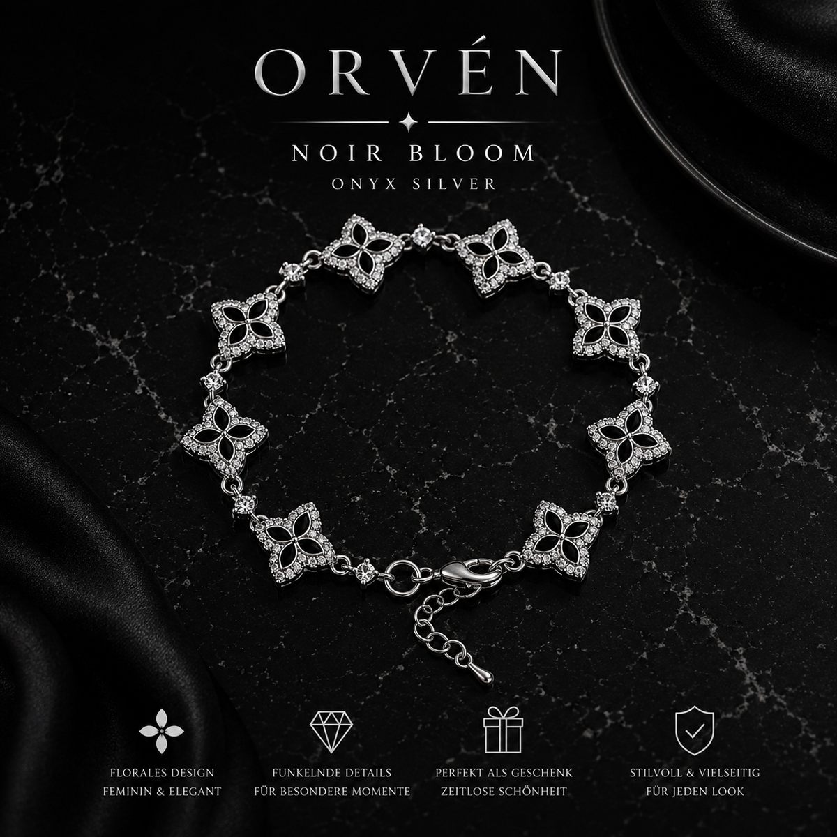 ORVÉN Noir Bloom Onyx Silver