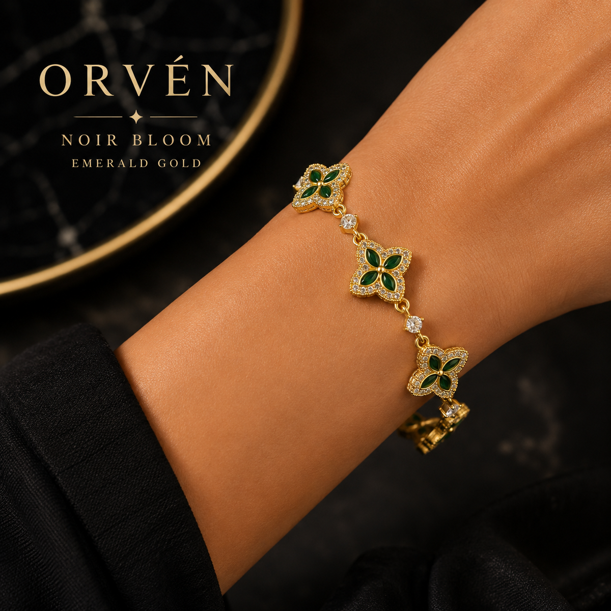 ORVÉN Noir Bloom Emerald Gold