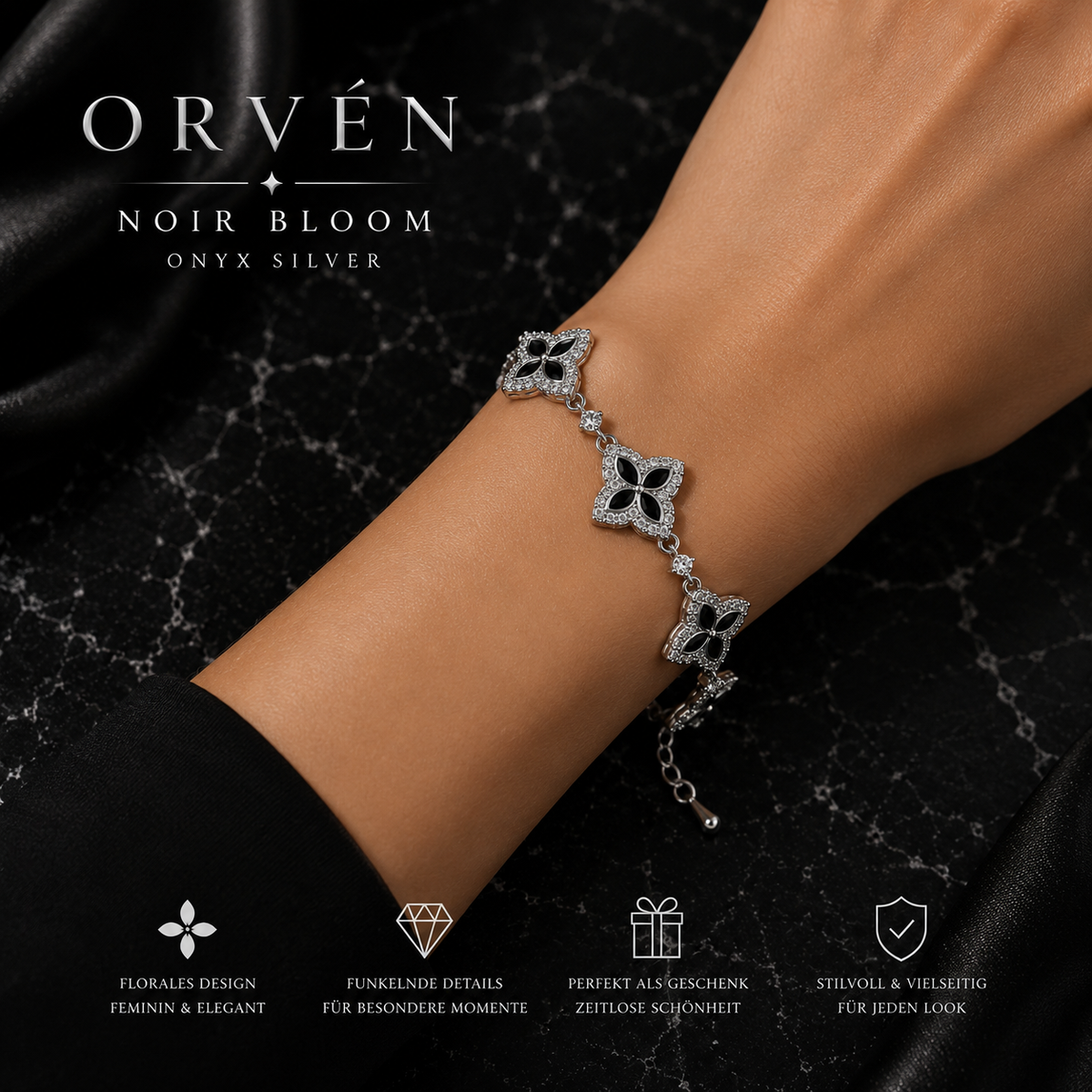 ORVÉN Noir Bloom Onyx Silver